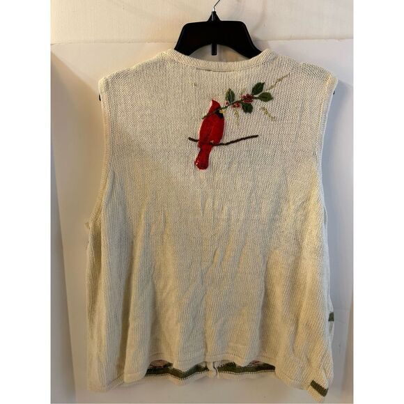 White Stag plus Vest Red Cardinals Birds (1x-2x?) 3D Beads Sequins Christmas - Picture 5 of 8